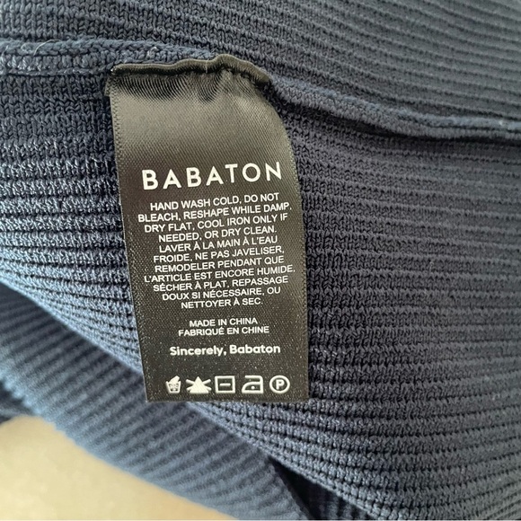 Babaton Blue Sculpt Rib Knit Notch Mini Dress 37604 - Picture 9 of 11